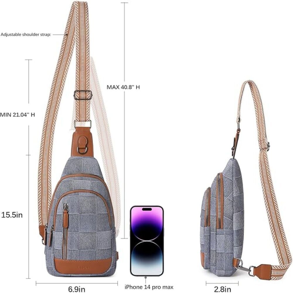 Women Blue With Brown Imported Faux Leather Unique Sling Cross Body Backpack - Picture 3 of 4